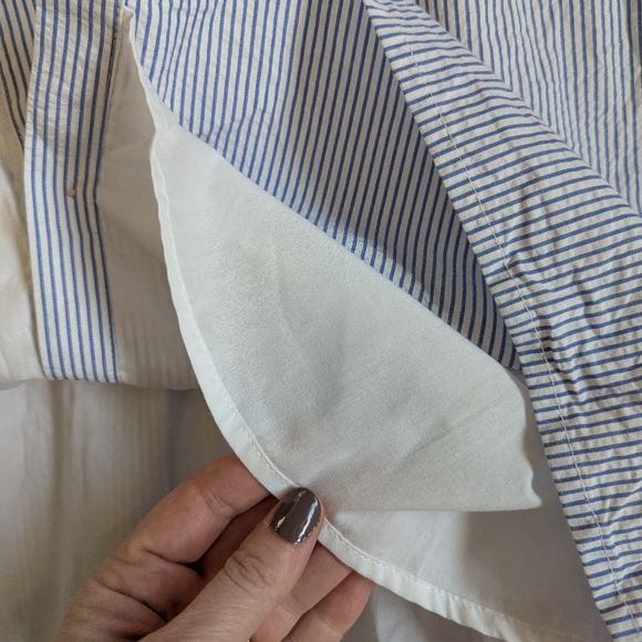 2 For $20 - J. Crew Blue & White Pinstripe Cotton Button Down Dress Size 12 - Picture 7 of 8